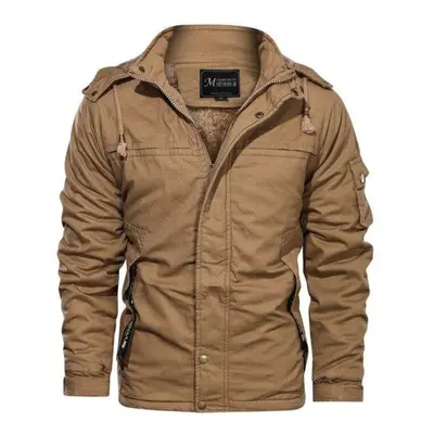 (khaki, M) Men Jacket Winter Outdoor Jacket Military Style Tactical Jacket Men Pure Cotton Outwe