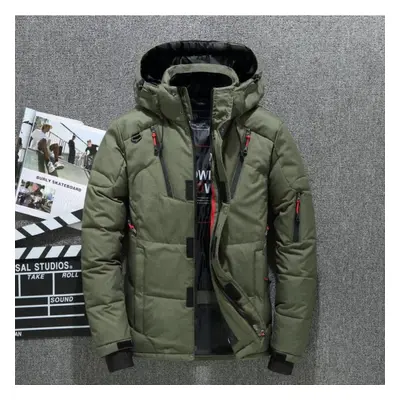 (green, XL) Christmas Gift Men&apos;s Down Jacket Snow Parkas Male Warm Hooded Windproof Winter 