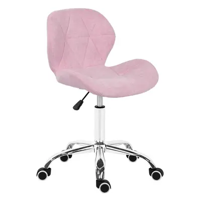 (pink) Modern Labm Wool Swivel Office Chair, Height Adjustable Padded Armless Desk Chair