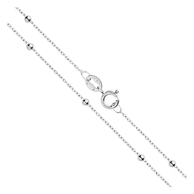 (16 Inch) 9ct White Gold Flat Trace and Bead Ball Chain Necklace - Inch