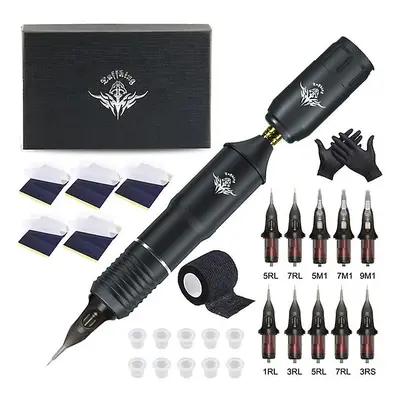 (Black) Wireless Tattoo Kit Detachable Rc Tattoo Power Tattoo Motor Machine Combo Set Tattoo Equ