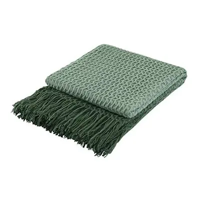 Super Soft Ombre Green Decorative Knit Throw Blanket for Sofa Couch Chair Bed, Lightweight Trave