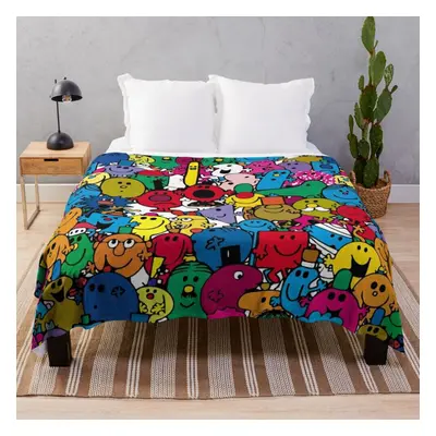 Fleece Throw Blanket Mr Men Pattern for Sofa Couch Kids x Inches