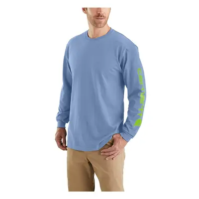 Carhartt Men's Loose Fit Heavyweight Long Logo Sleeve Graphic T-Shirt Skystone