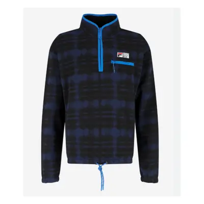 Fila Descender 1/4 zip Fleece in black and blue - Medium