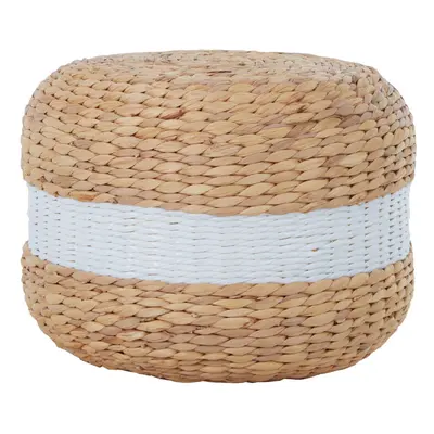 Interiors by Premier White Stripe Seagrass Pouffe, Comfortable footrest seagrass pouffe,Easy to 