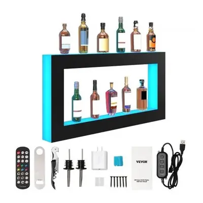 Vevor KZXBGLED248RFXCBHV1 in. Square LED Lighted Liquor Bottle Display Bar Shelf RF & App Contro