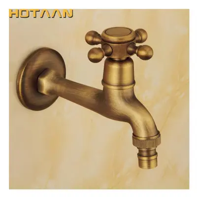 Long garden use Bibcock faucet tap crane Antique Brass Finish Bathroom Wall Mount Washing Machi