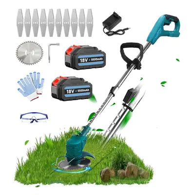 Cordless Grass Trimmer Weed Strimmer Cutter+2x 5.5A Battery+Charger-Makita Compatible