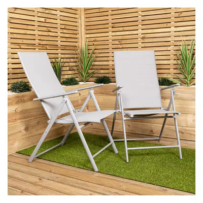 Set of Outdoor Garden Patio Multi Position Reclining Folding Chair in Grey