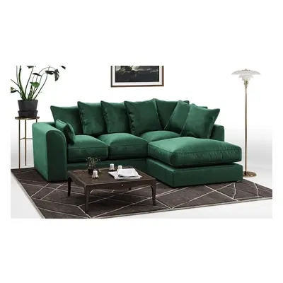 (Right Hand Green) Brooklyn Plush Velvet Fibre Corner Sofa Colours