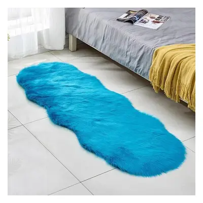 (dark turquoise, 60x160cm) Irregular Long Soft White Faux Sheepskin Fur Area Rugs Kids Livingroo