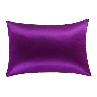 (purple) Nature Mulberry Silk Pillowcase Zipper Pillowcases Pillow Case For Healthy Standard