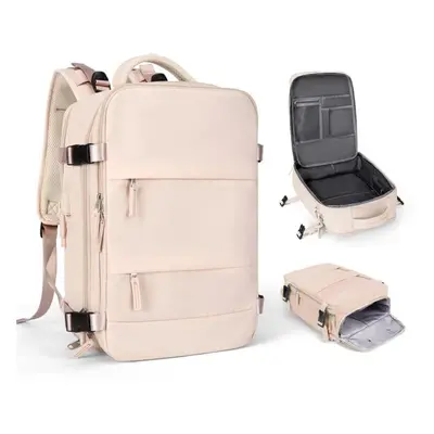 (beige) Large Travel Backpack For Men Women,airline Flight Approved Waterproof Laptop Backpack,a