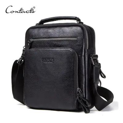 (black) Contact&apos;s Genuine Leather Messenger Bags Shoulder Bag For Men