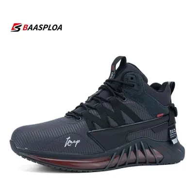 (grey, 44) Baasploa Winter Shoe For Men Warm Walking Shoes Waterproof Fashion Plush Shoes Male C