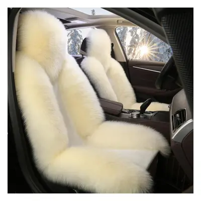 (white, Seat cushion sets of) 1pc New Sheepskin Fur Car Seat Cover Universal Wool Car Cushion Fr