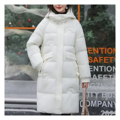 (beige, XL) Winter Long Coats For Women Overcoat Hooded New Fashion Thick Warm Woman Parka Korea