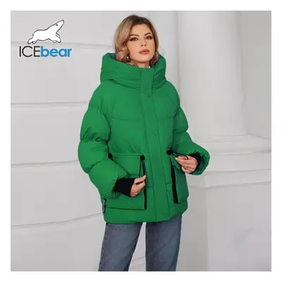 (green, 42) Icebear Winter Women&apos;s Short Casual Loose Light Jacket With Large Pockets Women