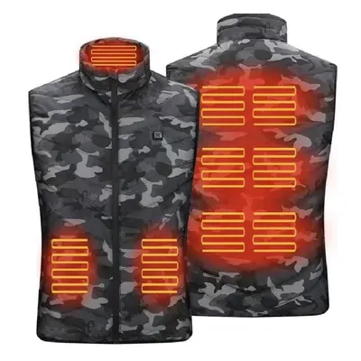 (camouflage, 5XL) Unisex Usb Infrared Heating Zone Vest Jacket Winter Electric Vest