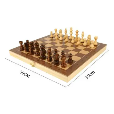 (brown, 39) Magnetic Wooden Folding Chess Set With Felted Game Board Interior For Storage Adult 