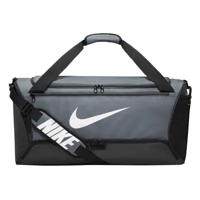 (One Size, Iron Grey/Black/White) Nike Brasilia Swoosh Training 60L Duffle Bag