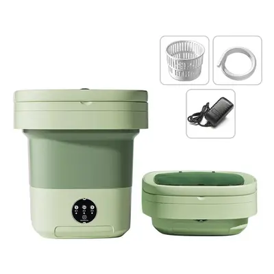 (green, UK Plug) 8l Portable Mini Washing Machine With Uv Sterilization Foldable Spin Dryer With