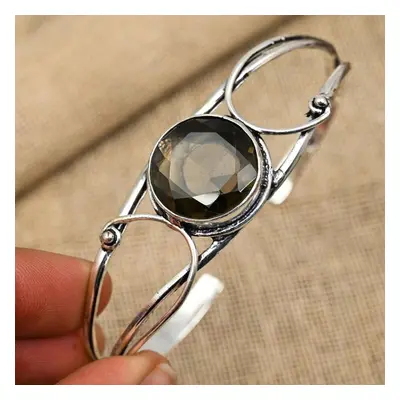 (brown, Adjustbale) Smoky Topaz Gemstone Handmade Sterling Silver Elegant Bangle Adjustable Jewe