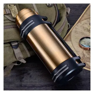 (gold, 2L) Stainless Steel Thermos Pot Outdoor Large-capacity Thermos Cup Men And Women Portable