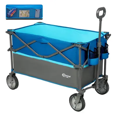 (Blue) Deeper Festival Trolley 228L Larger Capacity Folding Camping Garden Beach Trolley Heavy D