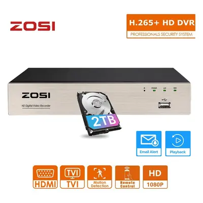 ZOSI DVR 2MP Channel Video Recorder With Hard Drive For CCTV System