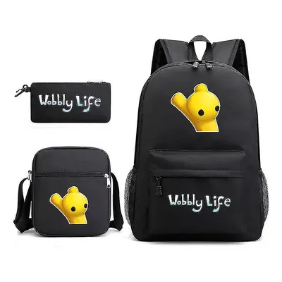 (7) Wobbly Life 3pcs School Backpack Shoulder Bag Pen Bagz