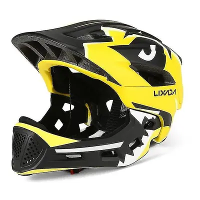 (yellow) Kids Detachable Full Face Bike Helmet Children's Sports Child Cycling Mtb Motorcycle Sk