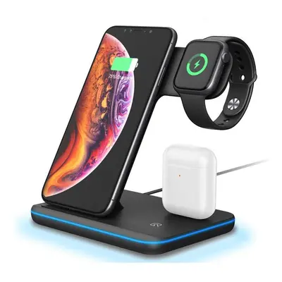 (Black) Wireless Charger in Wireless Charging Station for Apple Watch/Airpods