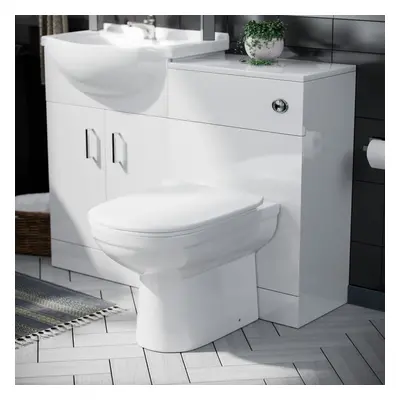 Ellen 550mm Vanity Basin Unit, WC Unit, Elso Back To Wall Toilet, Mono Mixer & Wate White