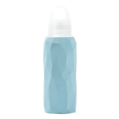 (Blue) 300ml Glass Water Bottle Sports Travel Drinking Cup With Silicone Cover