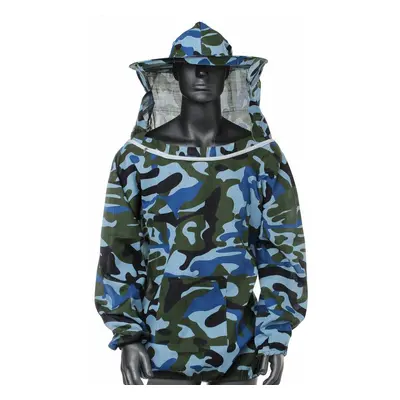 (Camouflage Blue) Jacket Veil Smock Equipment Supplies Bee Keeping Hat Sleeve Suit