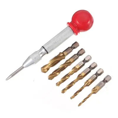 6Pcs M3-M10 Combination Drill Tap Bit HSS Titanium Coated Deburr Countersink Bits with Aotumatic