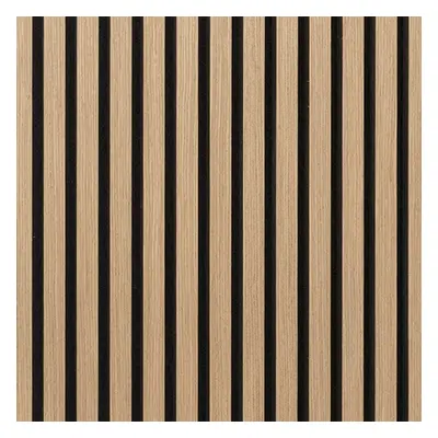 (Panel Light Walnut 2400x600mm) Acoustic 3D Timber Oak Slatted Wall Panel - 2400x600 - Natural D