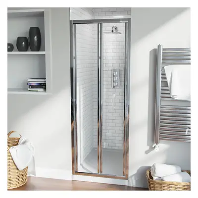 Nes Home Bi-Fold Folding mm Glass Door with Frameless mm Side Panel