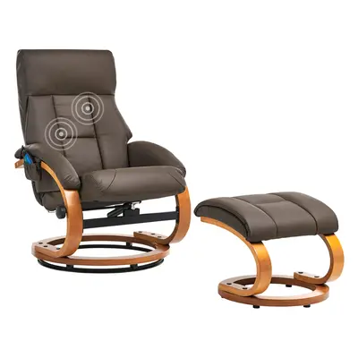 Massage Chair FORCE with Footstool Faux Leather Dark Brown