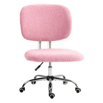 Vinsetto Fluffy Home Office Chair with Adjustable Height, Armless, Pink