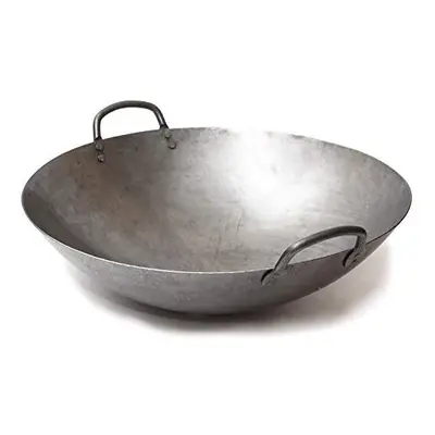 Big Inch Heavy canton Style Hand Hammered carbon Steel Wok (Round Bottom) 731W87 by craft Wok