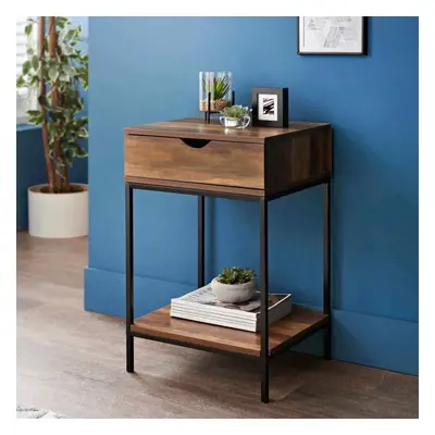 NEW Drawer Console Table Black Metal Frame & Wooden Drawer and Shelf Furniture