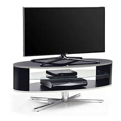 MDA Designs Orbit 1100BB Gloss Black TV Stand with Gloss Black Elliptic Sides for Flat Screen TV