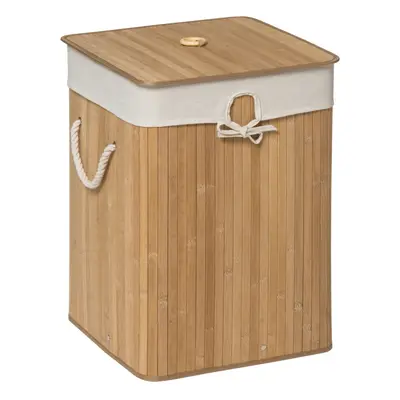 Kankyo Sqr Nat Bamboo Laundry Hamper W/Liner 35X35X50Cm