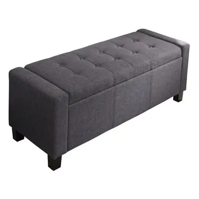 Verona Ottoman Storage Bench Bedding Box - Charcoal Fabric