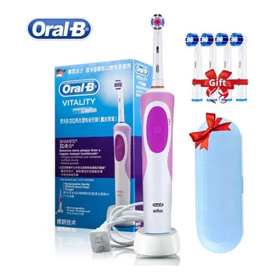 (purple) Oral B D12 Vitality Electric Toothbrush Rechargeable 2D Rotating Deep Clean Replacement