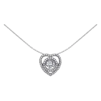 Jewelco London Ladies Sterling Silver Cubic Zirconia Solitaire Pendant Necklace inch - GVP366