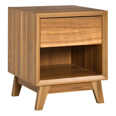 HOMCOM Bedside Table Storage Organizer Side Table with Drawer and Shelf Bedroom